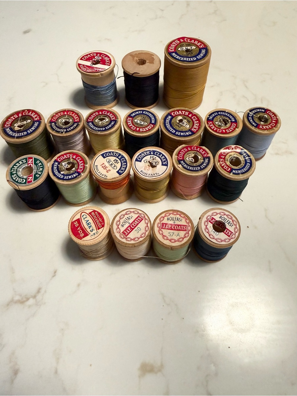 Vintage Coats & Clark J&P Coats Wooden Thread Spools O.N.T. Boilfast Sewing Lot